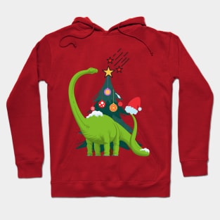 dinosaur getting ready for christmas Hoodie